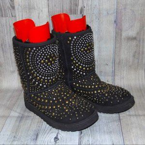 UGG X Jimmy Choo Mandah Black Suede/Studded/Sheepskin Boots Womens Size 7